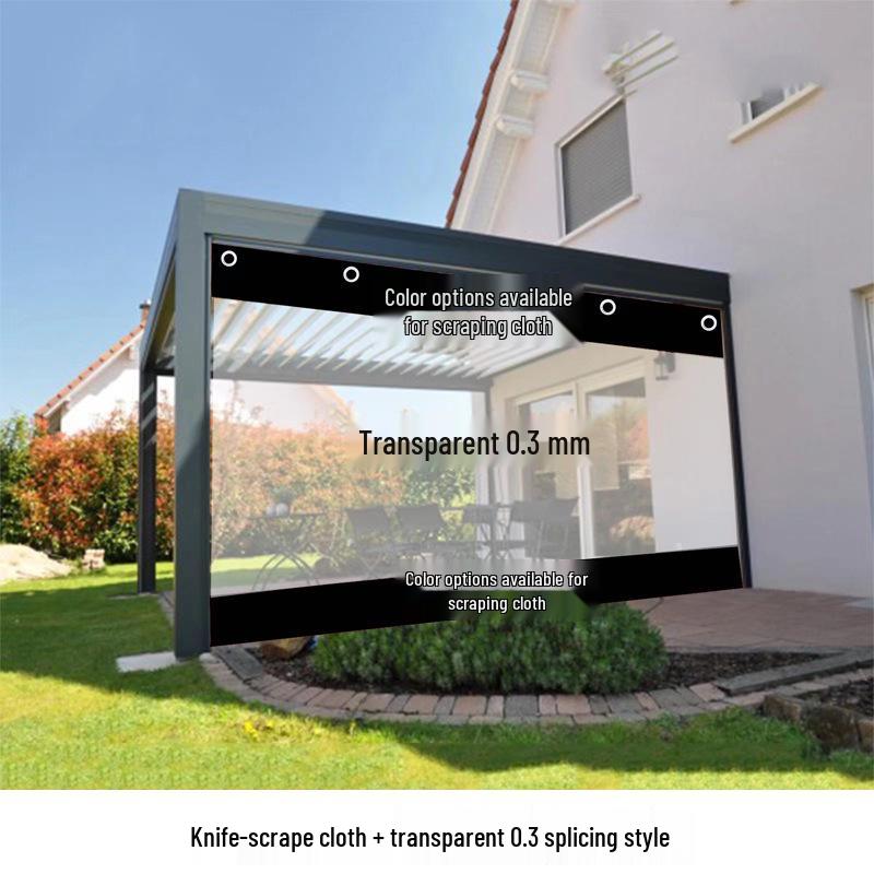 Transparent PVC Rainproof Tarpaulin Curtain - Outdoor Thickened Waterproof Canopy Optional