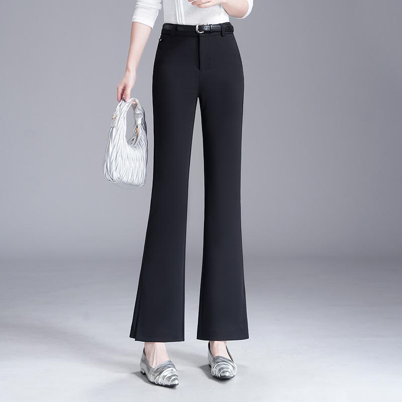 

Women s Black Micro Flare Pants - 2026 Spring/Summer Plus Size Elastic Cropped Trousers 31/3XL (Recommended for 135-145 kg)