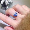 Aquamarine Blue Moissanite Heart Ring for Women - 1-2 Carat Diamond Couple Wedding Proposal Jewelry