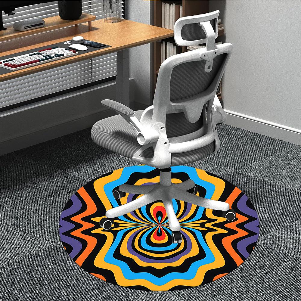 1pc Psychedelic Pattern Carpet, Round Non Slip Durable Large Size Office Carpet, Suitable for Office