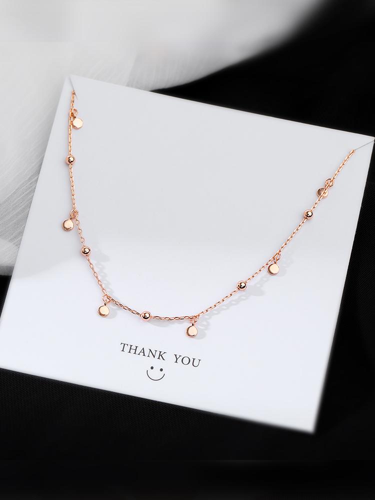 Choker Necklaces for Women Real 925 Silver Geometric Irregular Round Necklaces Clavicle Chain Cute Jewelry Accessories