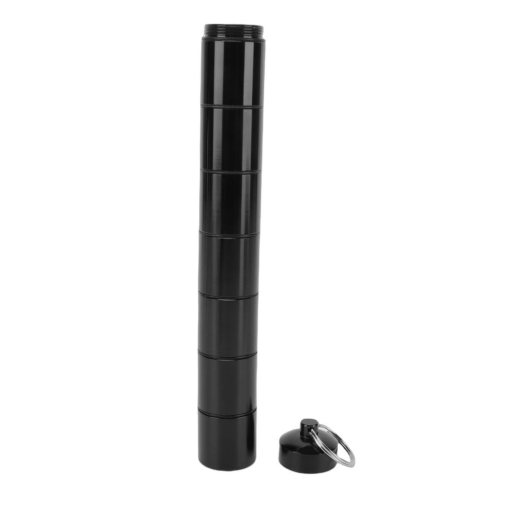 Metal Storage Tube Keychain 7 Compartment Water Proof Portable Travel Container Aluminum Alloy