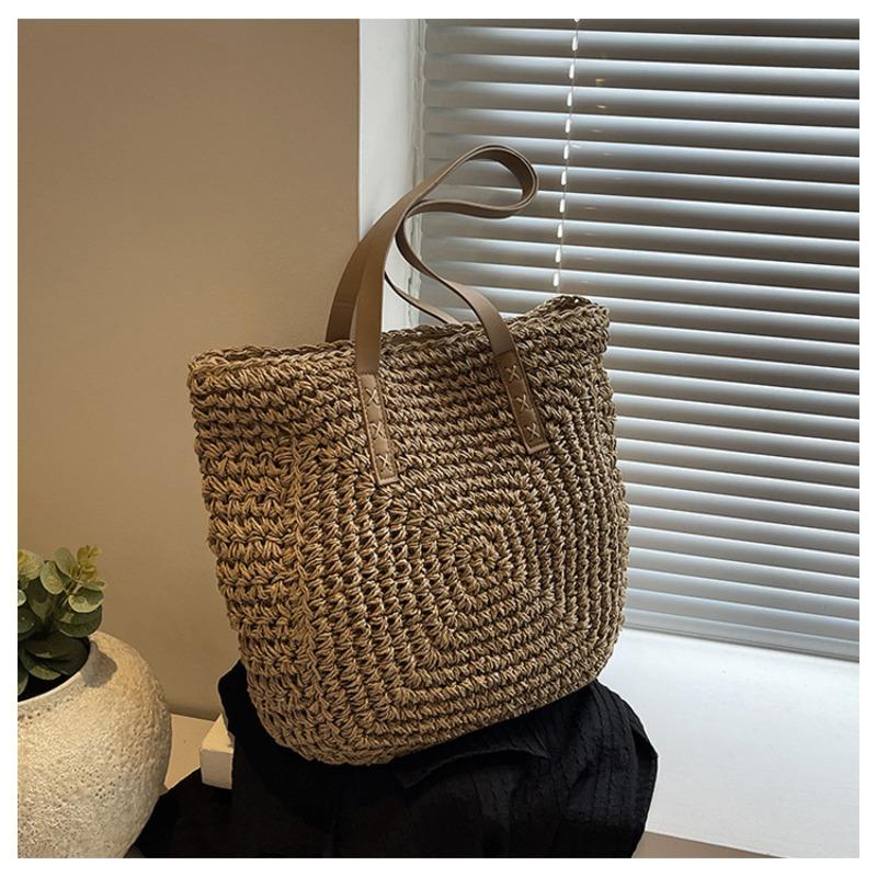 New shoulder straw bag hand-woven bag women's large-capacity tote bag seaside vacation beach bag