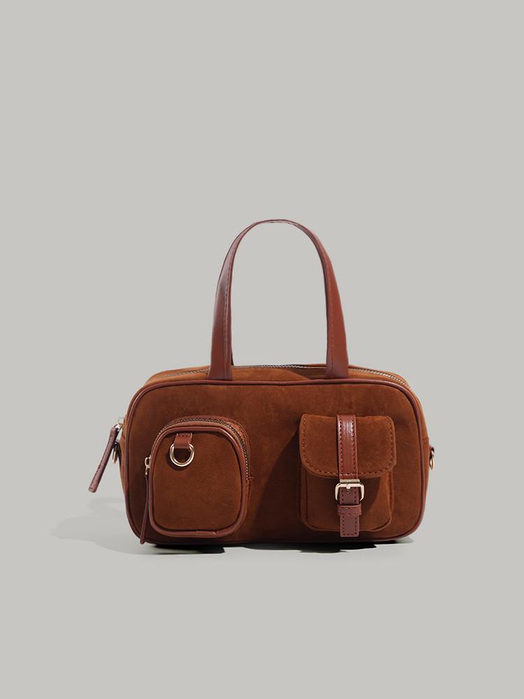 

Korean version autumn and winter new retro handbag age-reducing suede handbag niche women s one-shoulder oblique span bag tide коричневый