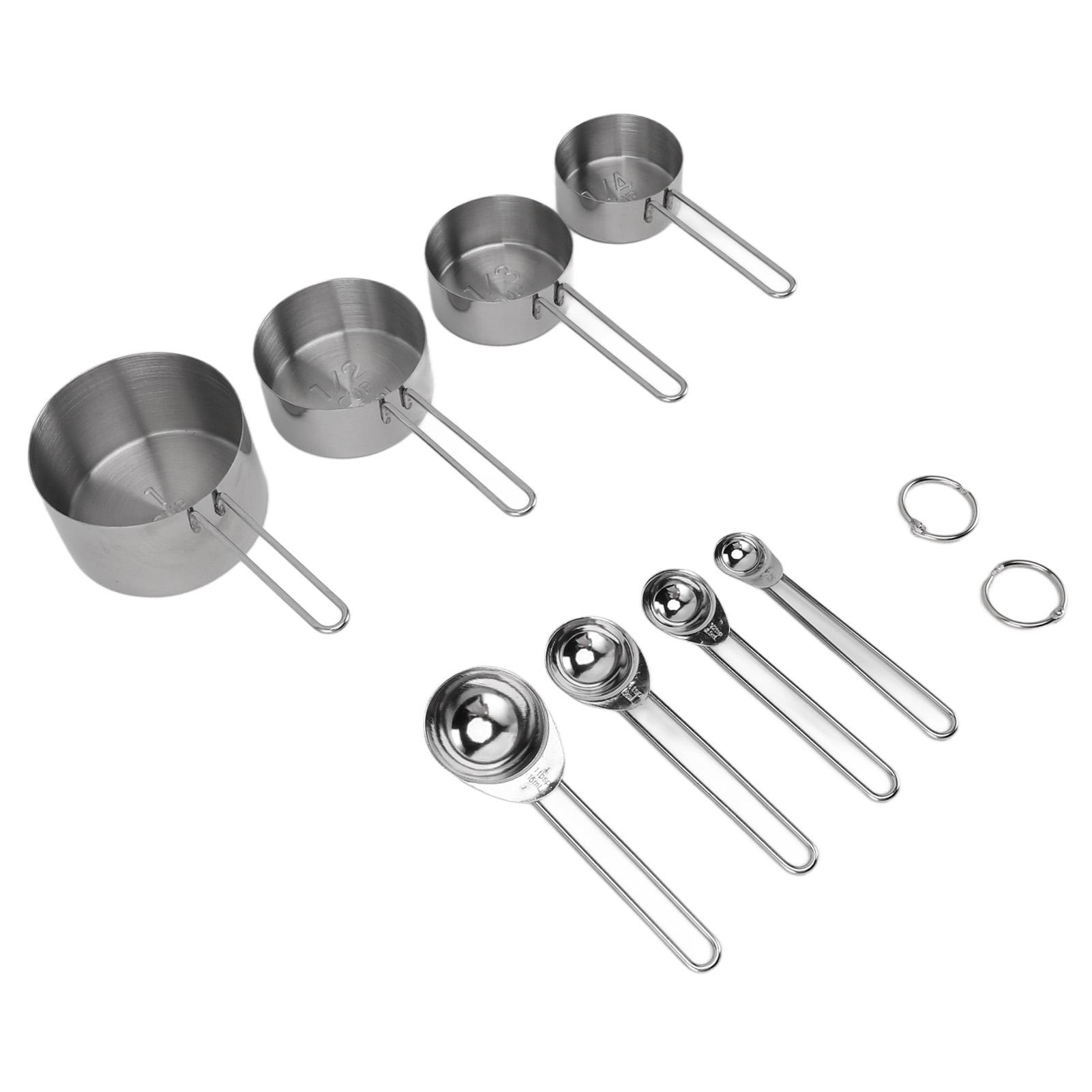 

8Pcs Stainless Steel Measuring Cups and Spoons with Handles Stackable Kitchen Cooking Baking Measuring Cup Tools L