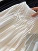 White A-line Pleated High-Waisted Umbrella Skirt - Women's 2025 Summer Mid-Length Flare Design
