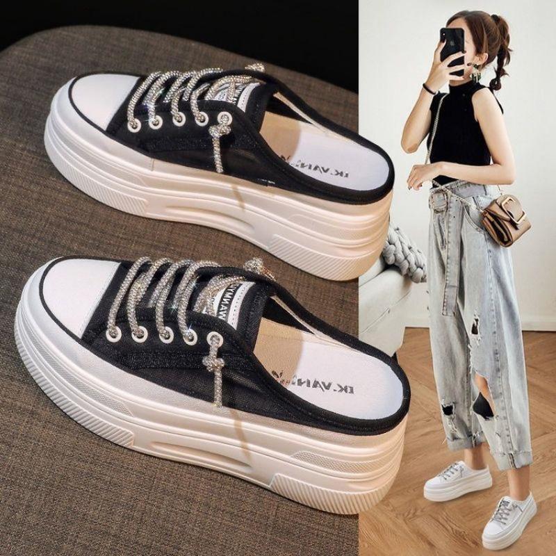 Fashion Platform Half Slippers Womens Thick Base Increased Height Slimming Effect Womens Shoes Fashionable Versatile Women Casual Shoes
