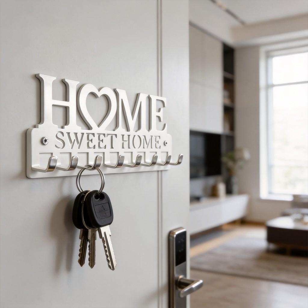 Home Key Holder Wall Mount Iron Geometric Decor For Office Organization
