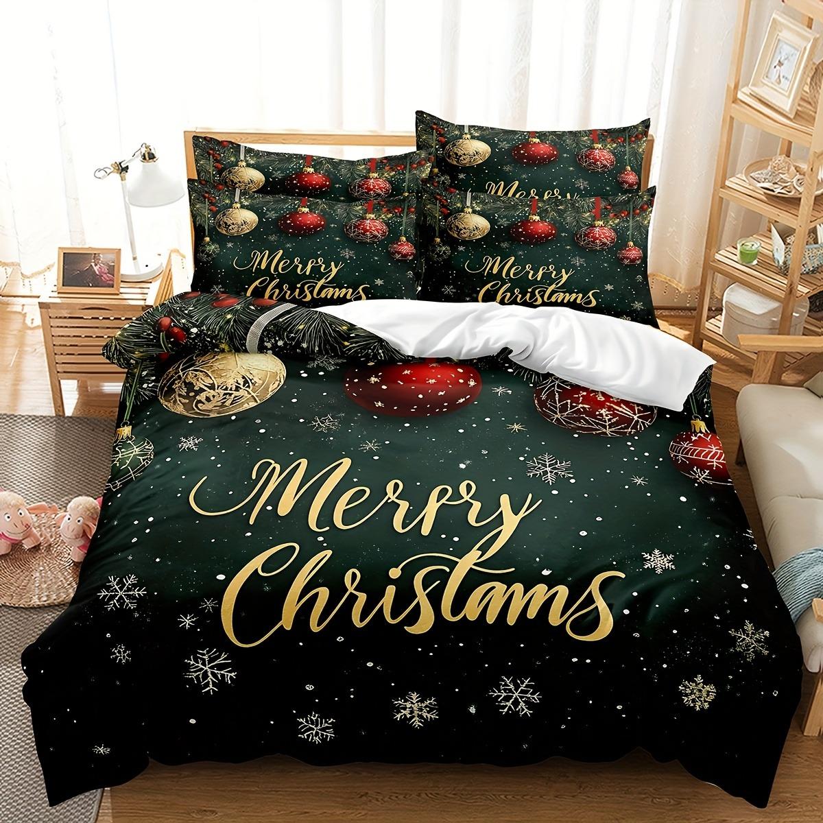 Set Biancheria da Letto MERRY CHRISTMAS 2026 Set Copripiumino Stampato 3D Morbido Singolo Matrimoniale Set Letto Regalo di Natale Decorazioni per la C