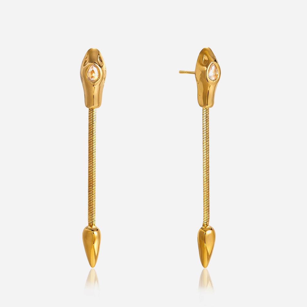 Yori Hot Style Stainless Steel Snake Tassel Drop Dangle Earrings Fashion Trendy Waterproof Daily Jewelry Gift