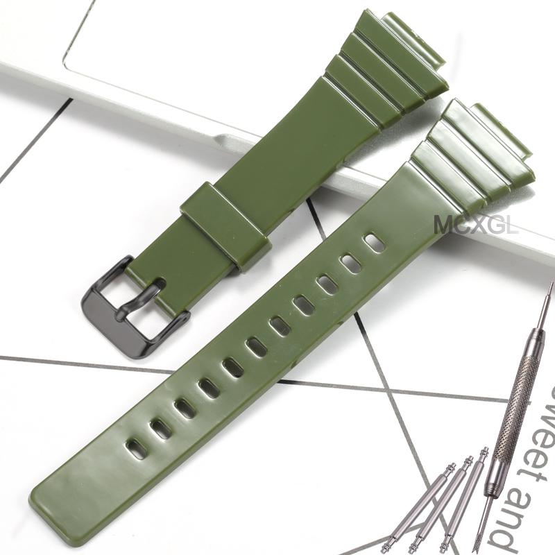 Pryskyřičný řemínek na hodinky pro Casio W-215H W215H W-217H F105W F108WH Náhradní řemínek 18mm Vodotěsné sportovní hodinky Příslušenství