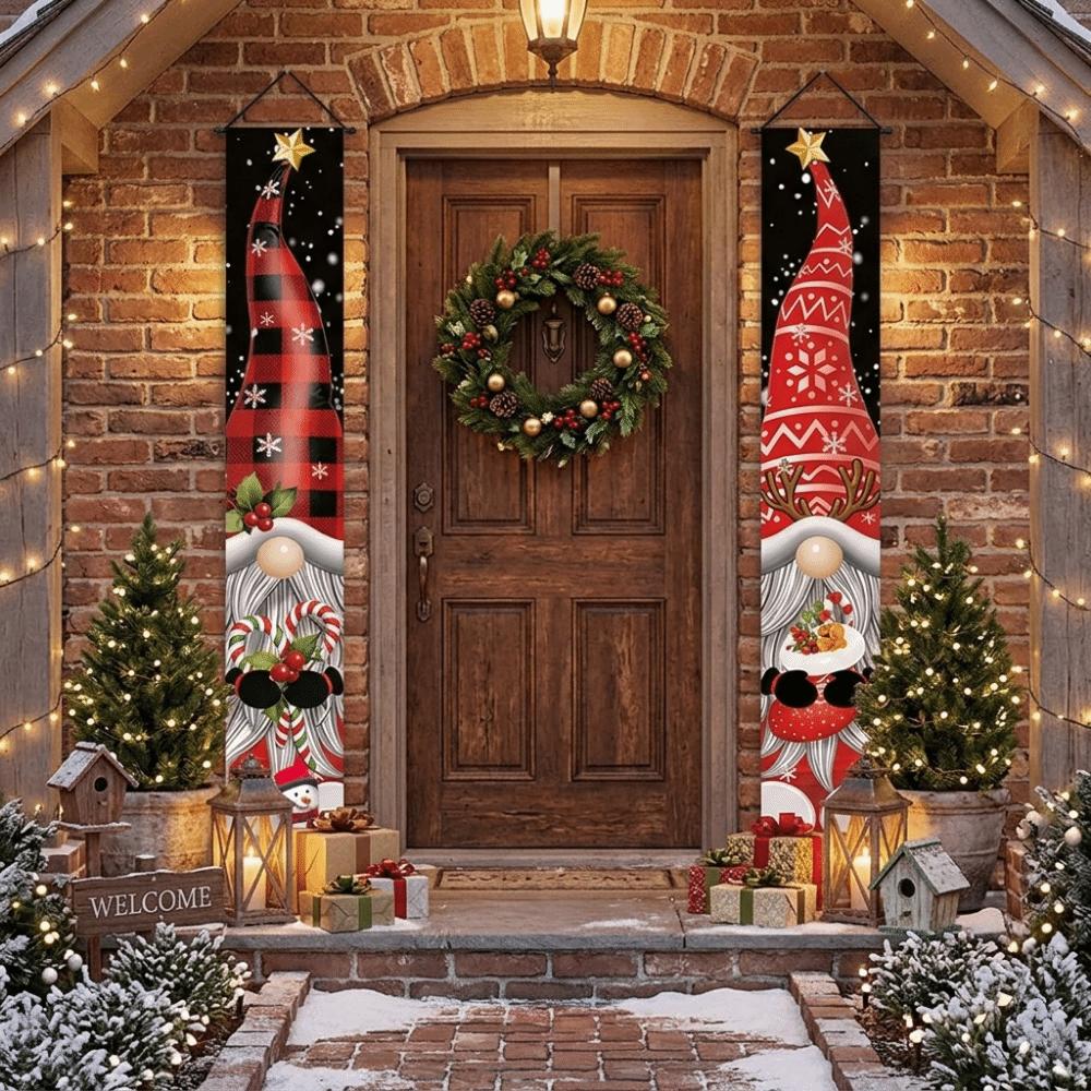 2D Flat Merry Christmas Front Porch Signs Snowman Xmas Decoration Christmas Hanging Flag  Home Yard