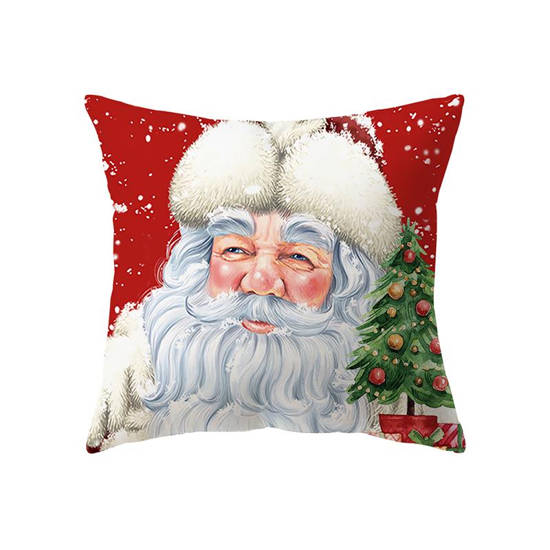Merry Christmas Cute Santa Claus Snowman Print Pattern Cushion Cover Home Living Room Sofa Decoration Pillow Pillow Cover