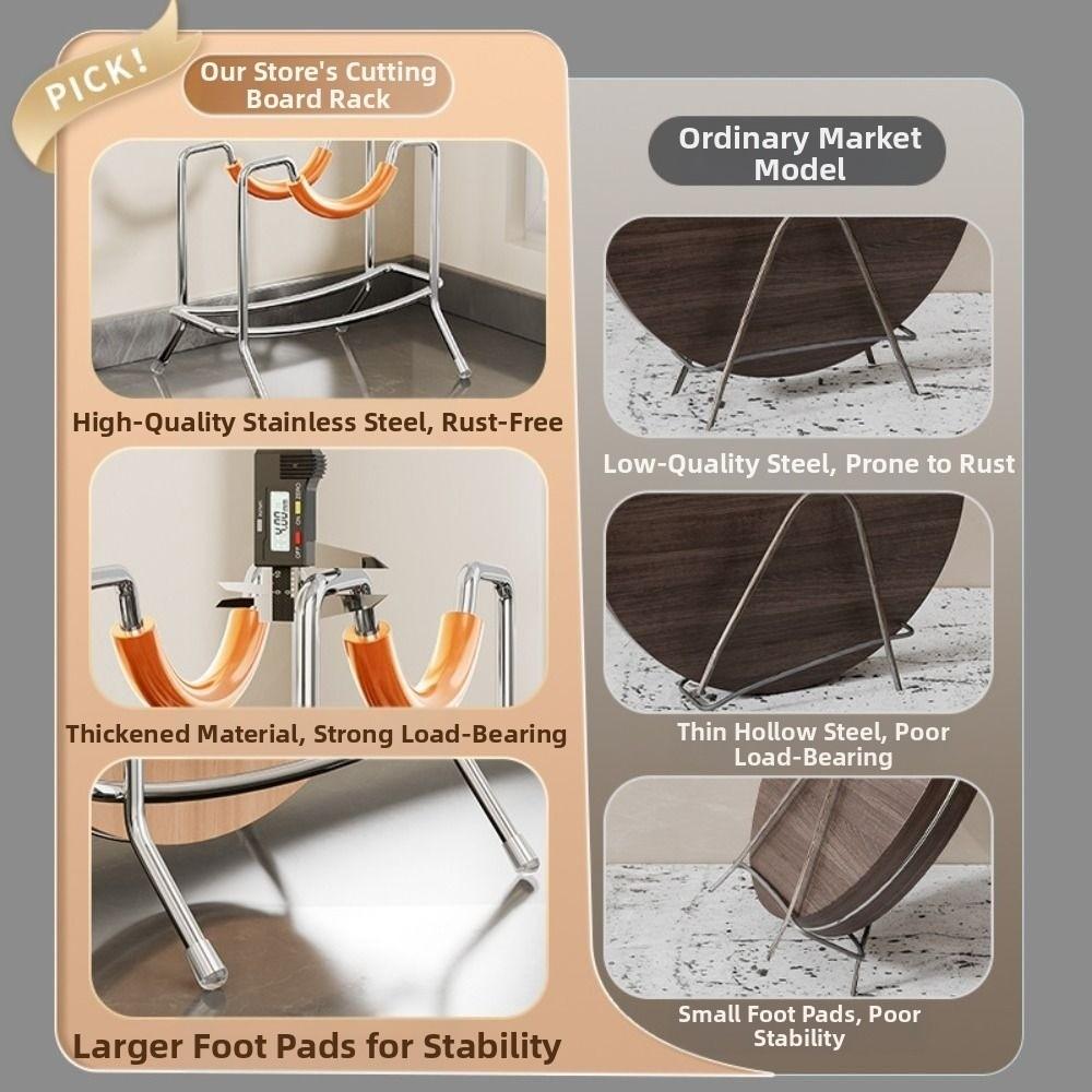 Durable Stainless Steel Cutting Board Holder Rustproof Thickening Pot Lid Stand Space Saving Chopping Board Organizer