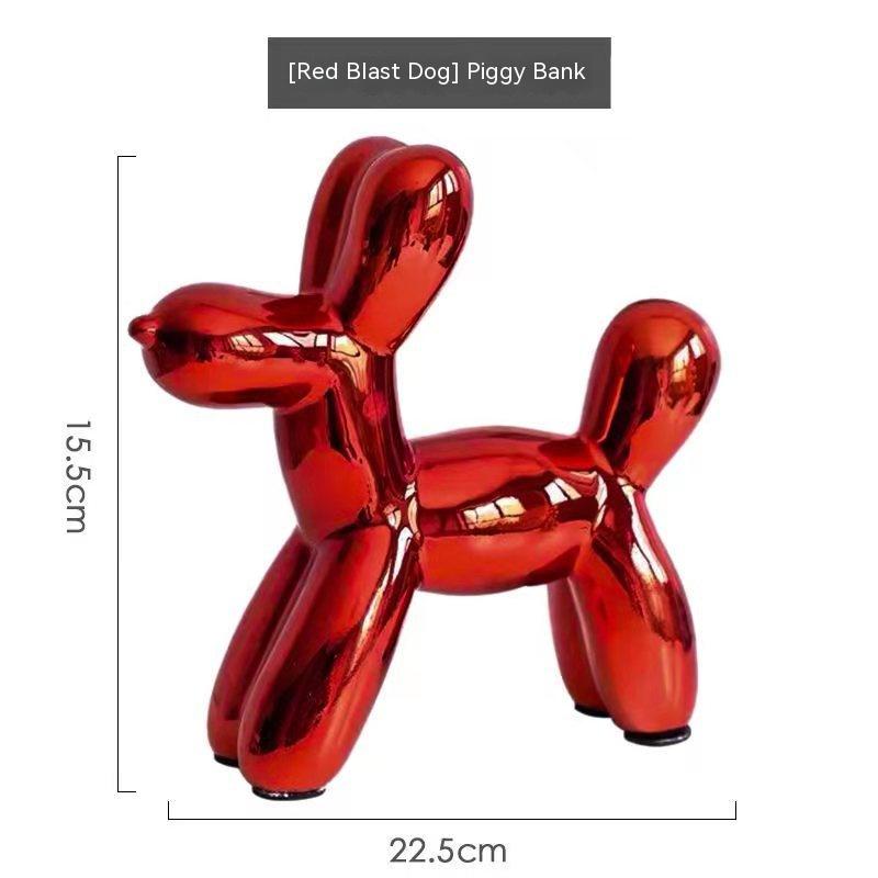 Ceramic Cute Balloon Dog Statue, Animal Sculpture, Home Decoration, Saving Pot for Indoor Office Decor, Gold Standing Craft