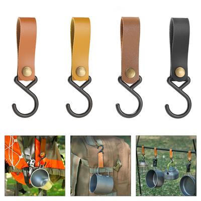 S Shaped Hooks PU Leather Strap 125x33mm Convenient Waterproof for Kitchen Utensils Organization Bathroom Towel Hangers