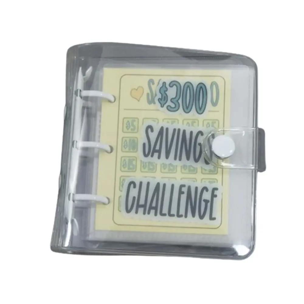 Mini Money Saving Binder PVC Cash Envelopes Mini Budget Binder $150/300/500/1000 Durable Savings Challenges Book