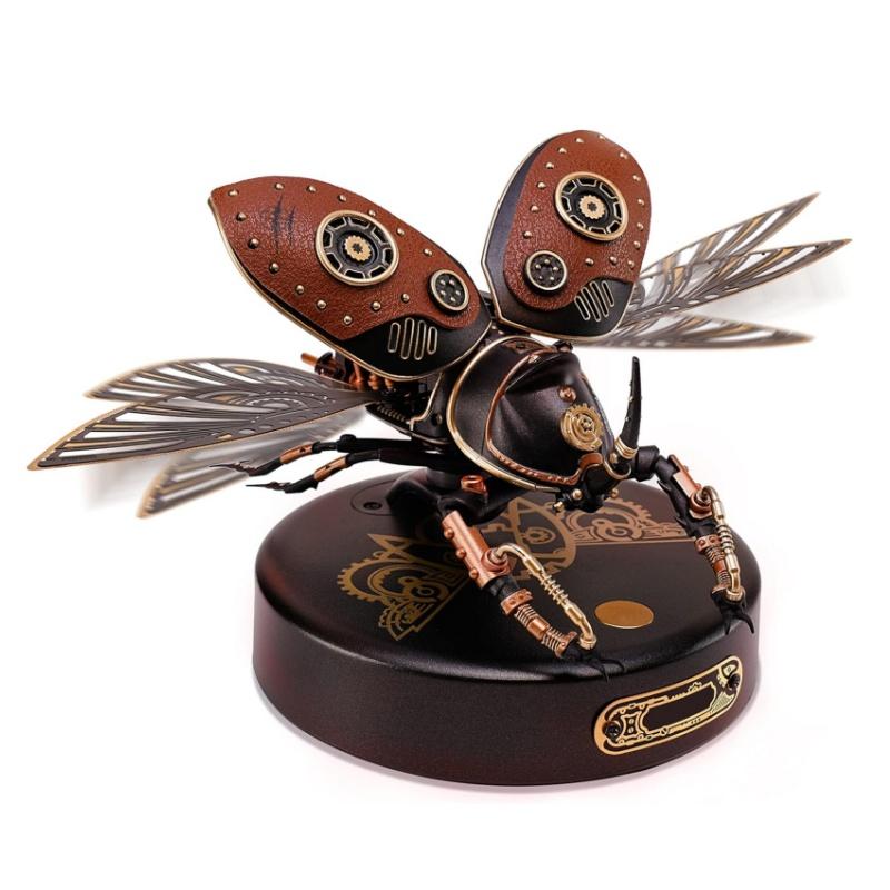 Robotime Plastic Model Kit 156 Pieces Mechanical 3D Puzzles Rhinoceros Beetle Model Building Kits Birthday Gift Idea for Adult