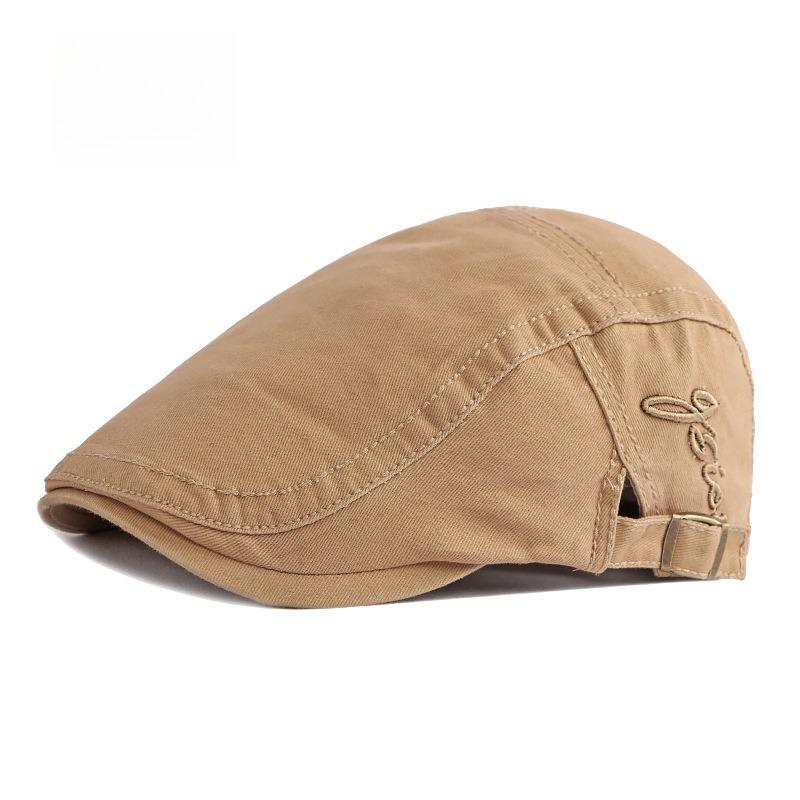 Unisex Cotton Flat Cap British Retro Beret Hat Vintage Ivy Newsboy Cap for Men and Women Adjustable Casual Sun Hat with Embroidery