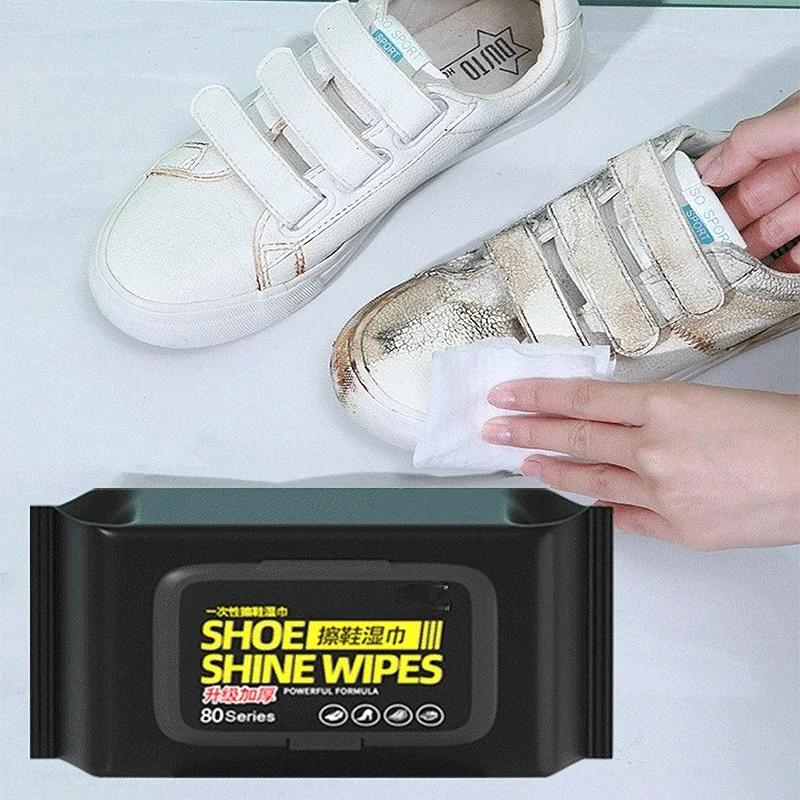 12/30/80Pcs Disposable Shoe Clean Wipes White Sneakers Shoe Cleaning Care Stain Removal Quick Wet Wipes for Shoe Care