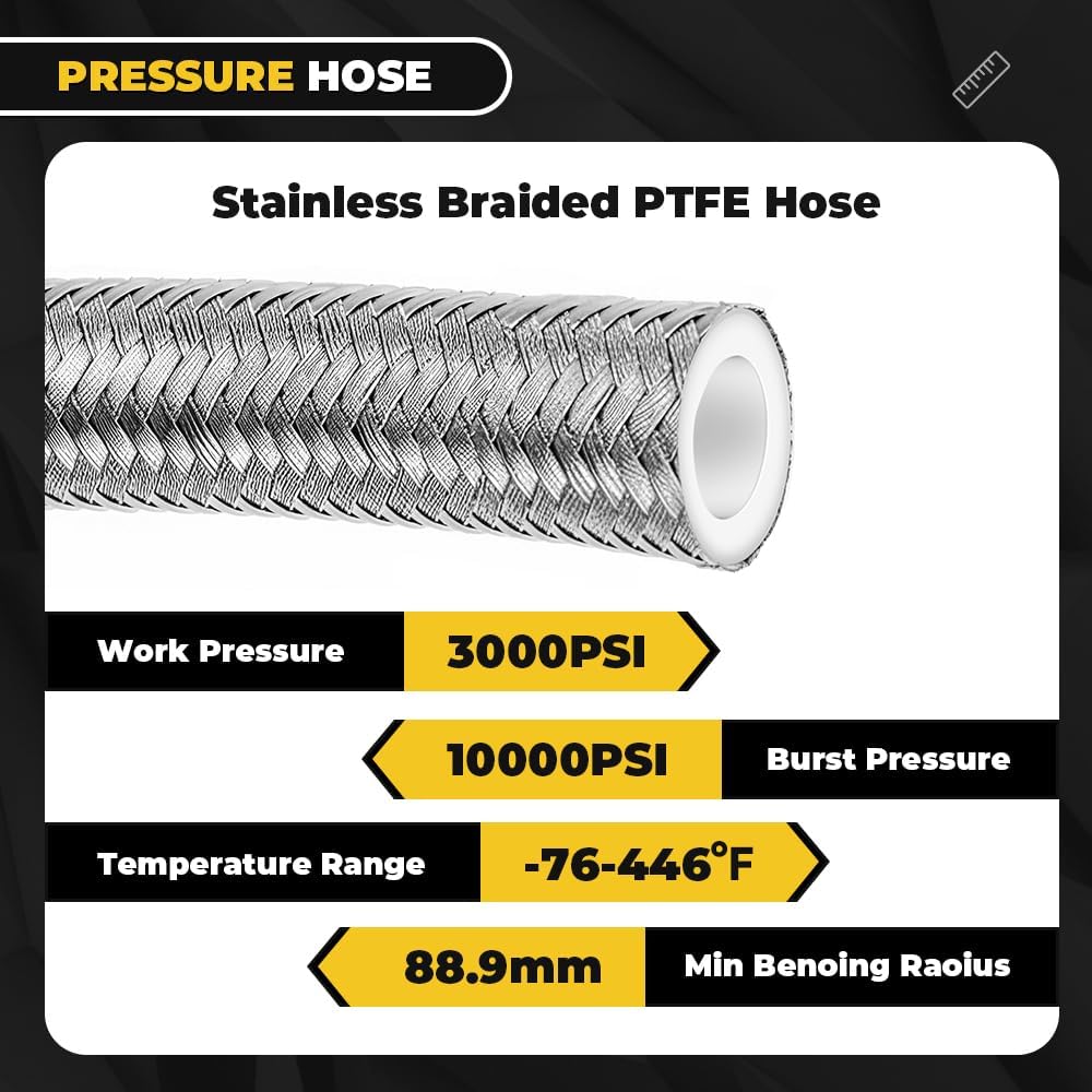 6AN Power Steering Pump Hose Kit 25Inch Compatible with Chevy C10 LS Engine, High/Low Pressure with Leak-Proof Design Connects to GM Type II Power