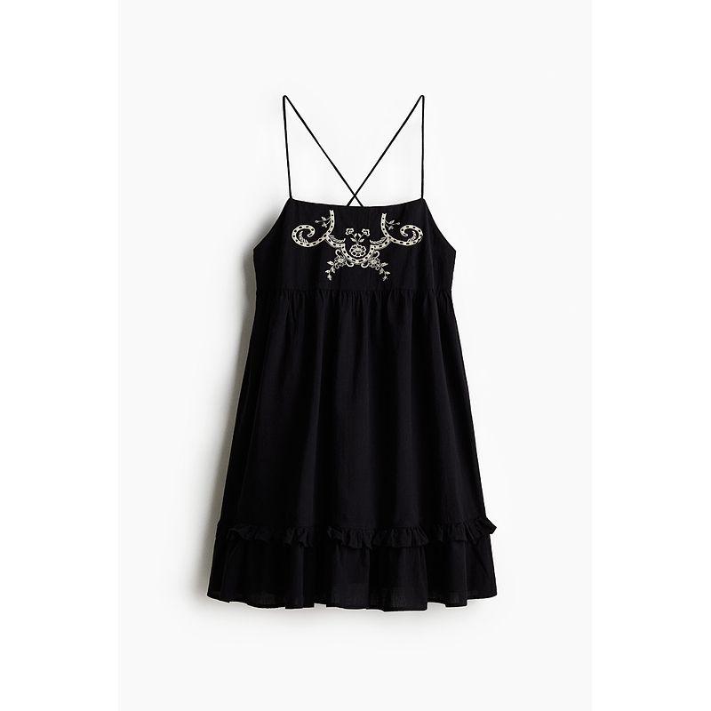 

HM Женская одежда Платье-майка на бретелях 2025 Лето Новинка Квадратный вырез Элегантное Открытая спина Юбка на бретелях 1284878