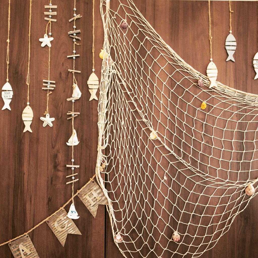 2pcs Fishing Net Wall Wall Photo Hanging Cotton Fish Net Ornament Studio Prop Room Home Decoration Stickers Themed Party 80x40"