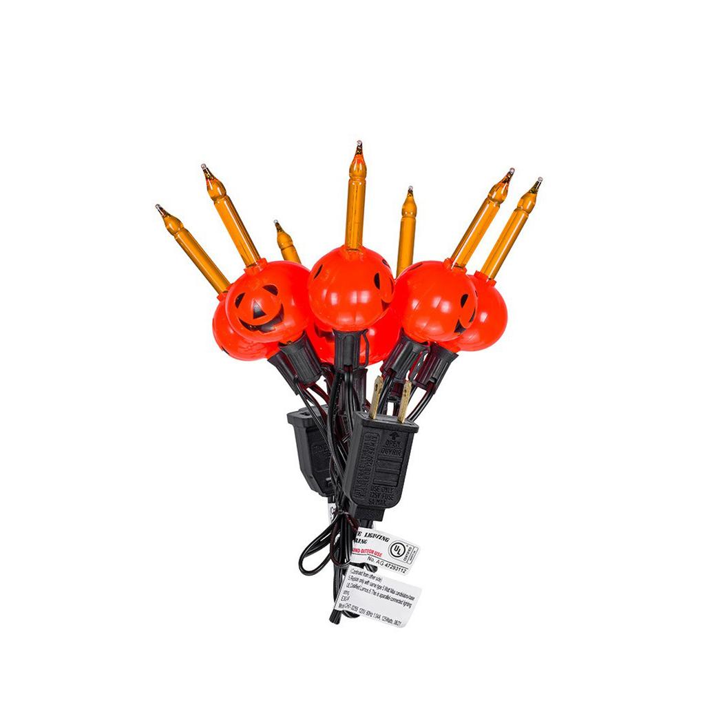 Black-lined Pumpkin Bubble Lights 6-Light Halloween Decorative String Lights Bar & Garden Decor Pumpkin Strings