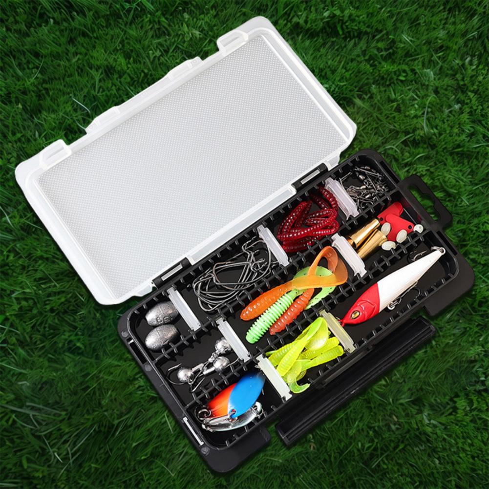 Double Sided Fishing Tackle Box Fishing Tool Storage Box Large Capacity Plastic Bait Organizer Box Portable for Outdoor Fishing