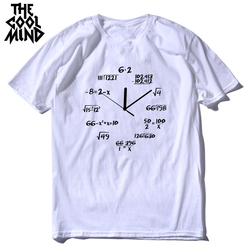 

COOLMIND 100% Cotton Math Clock Print Funny Men T Shirt Casual Short Sleeve o-neck Men Tshirt Cool Summer t-shirt Mens Tee Shirt 4XL
