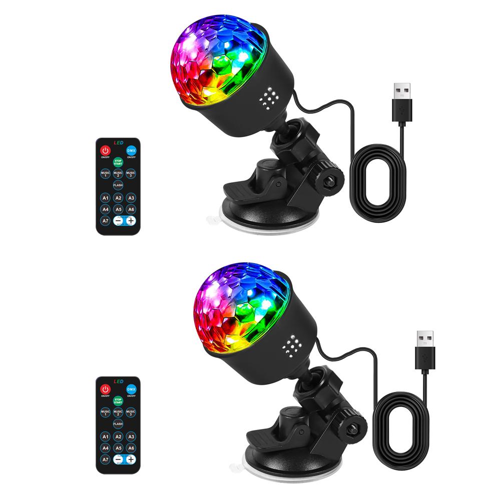 USB Ambient Light ABS Material 12cm 7 Color Sound Activated for Car Home Party 360° Rotatable Portable Mood Lighting