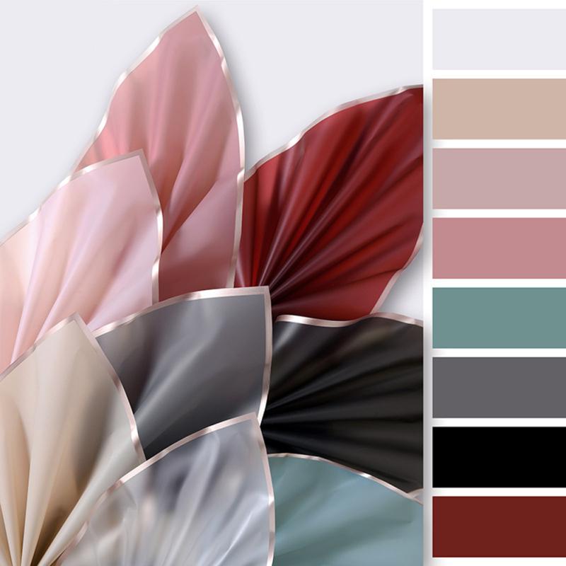 20 buc hârtie de împachetat cu flori, impermeabilă, semi-permeabilă, cu chenar auriu, ambalaj pentru buchet de culoare jeleu