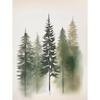 Watercolor Foggy Forest Mountain Trees Pine Posters and Prints Canvas Painting Green Wall Art Picture for Living Room Home Decor