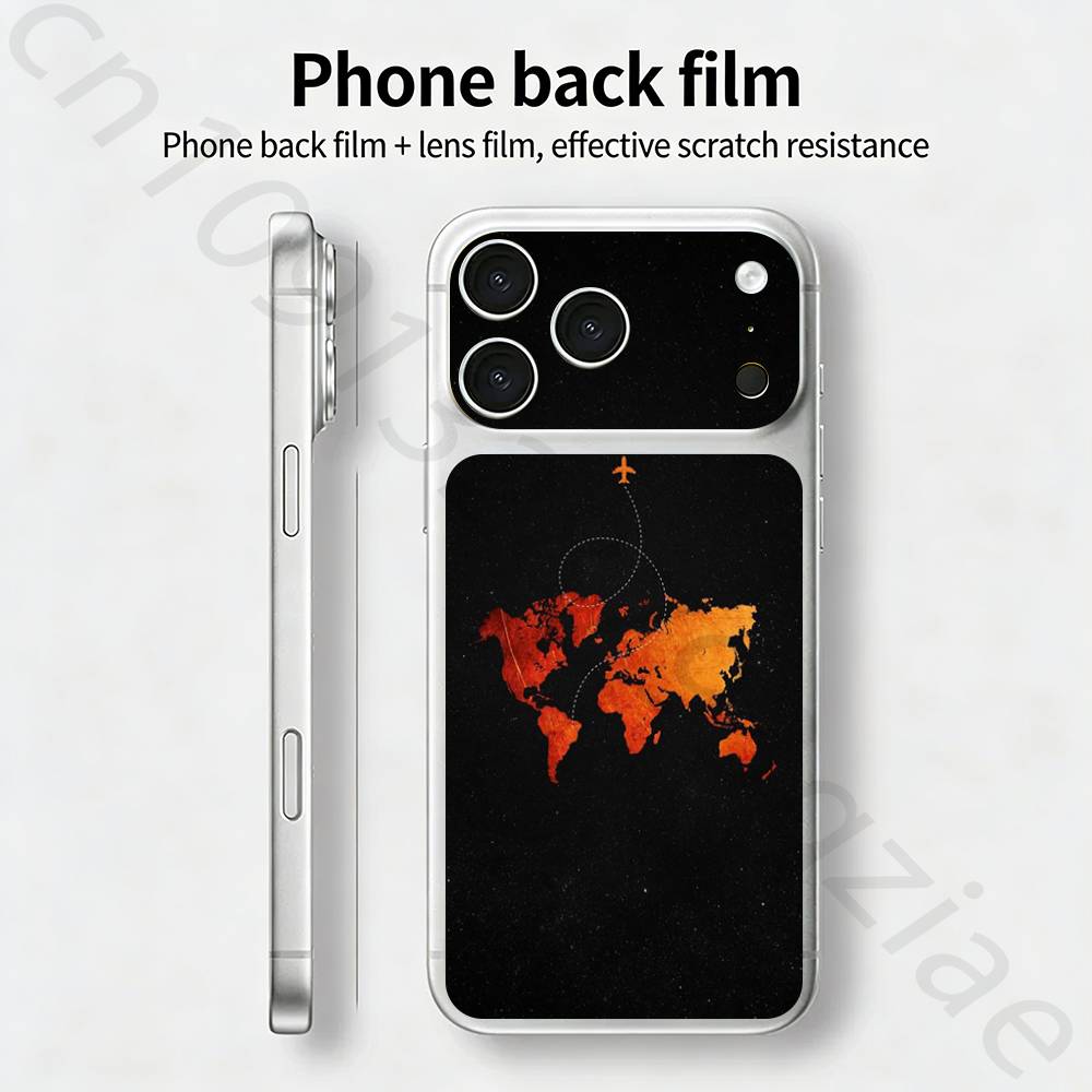 

Карта Самолета Для iPhone 17 pro Max /17 pro Полное Покрытие Наклейка Кожаная Обмотка 3D Цветная Задняя Защитная Пленка-Наклейка iPhone17pro