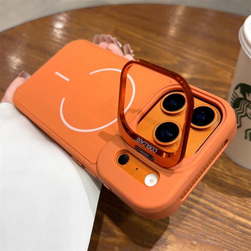 Flip Lens Stand For Matte Phone Case For For Iphone 17 16 1 14 13 12 11 Pro Max Air 16E 16Plus Wireless Charging Back Cover