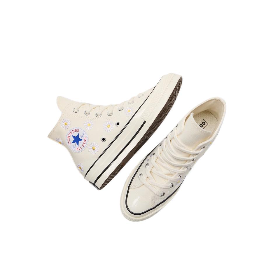 Converse Chuck 70 High Embroidered Daisies - Egret Unisex Sneakers Cream White Black A16762C