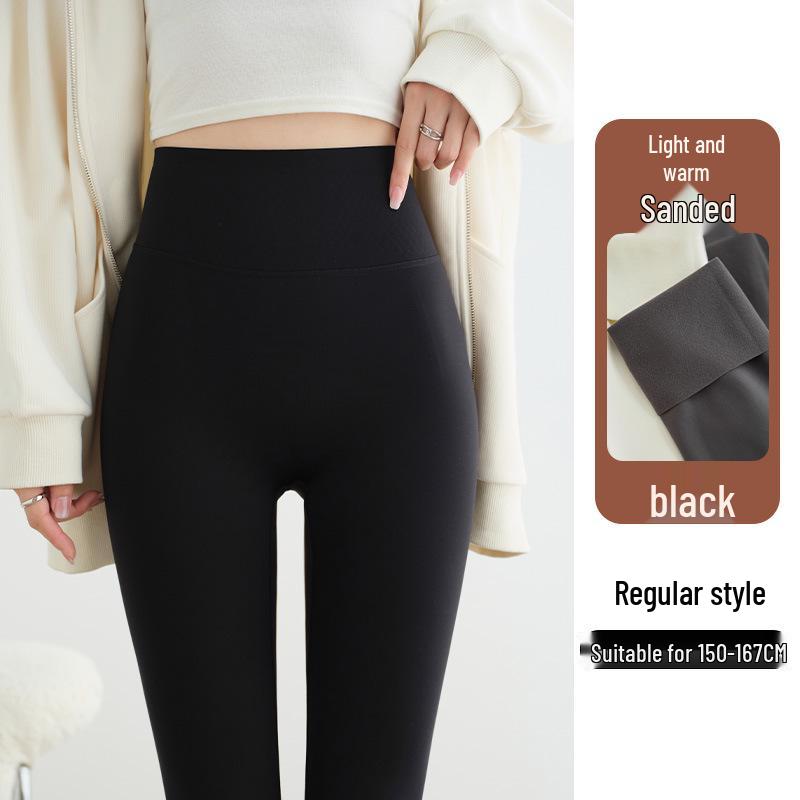 

High-Waisted Velvet Thermal Pants: Slimming, Butt-Lifting, No Lines, Slim Fit, Light Shaping, Stays Up, for Outerwear. Medium