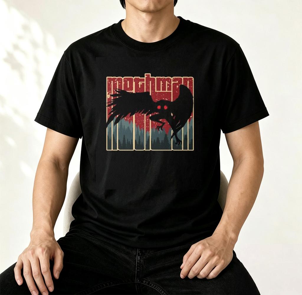 MothUnisex Cryptid Fan Gift T Shirt Weird Cryptozoology Vintage Graphic Unisex Soft Cotton Crew Neck Casual Daily Tops