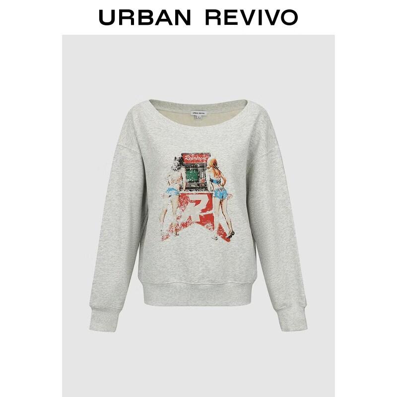 

UR2026 Women s Vintage Print Boat Neck Sweatshirt S