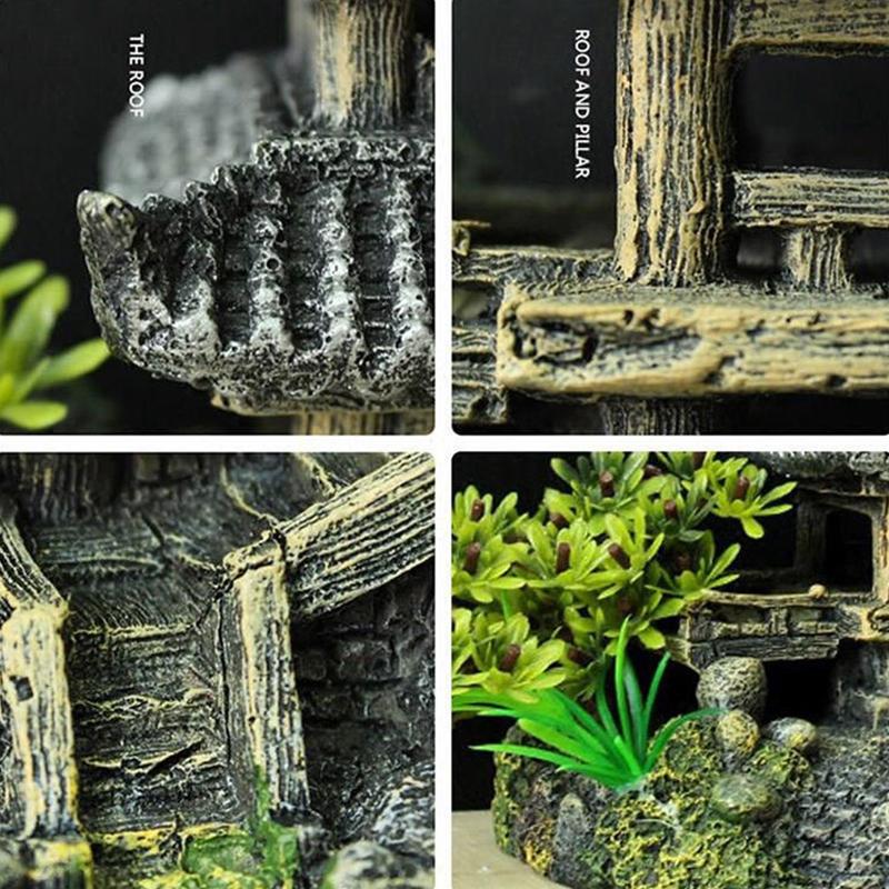 Simulation Decoration Fish Tank Ornament Ornament Resin Aquarium Ornament Fish Tank Landscape House Model Aquarium Ornament