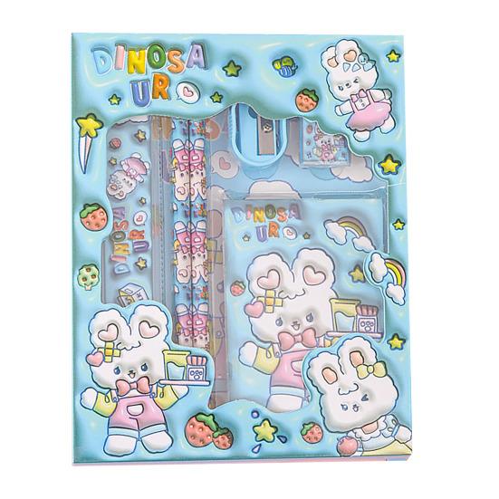 6 Stück Kinder Schreibwaren Geschenkset für Vorschule Kindergarten BPA-Freier Kunststoff Lernstift-Set in Niedlicher Cartoon-Box Praktische Schulmaterialien