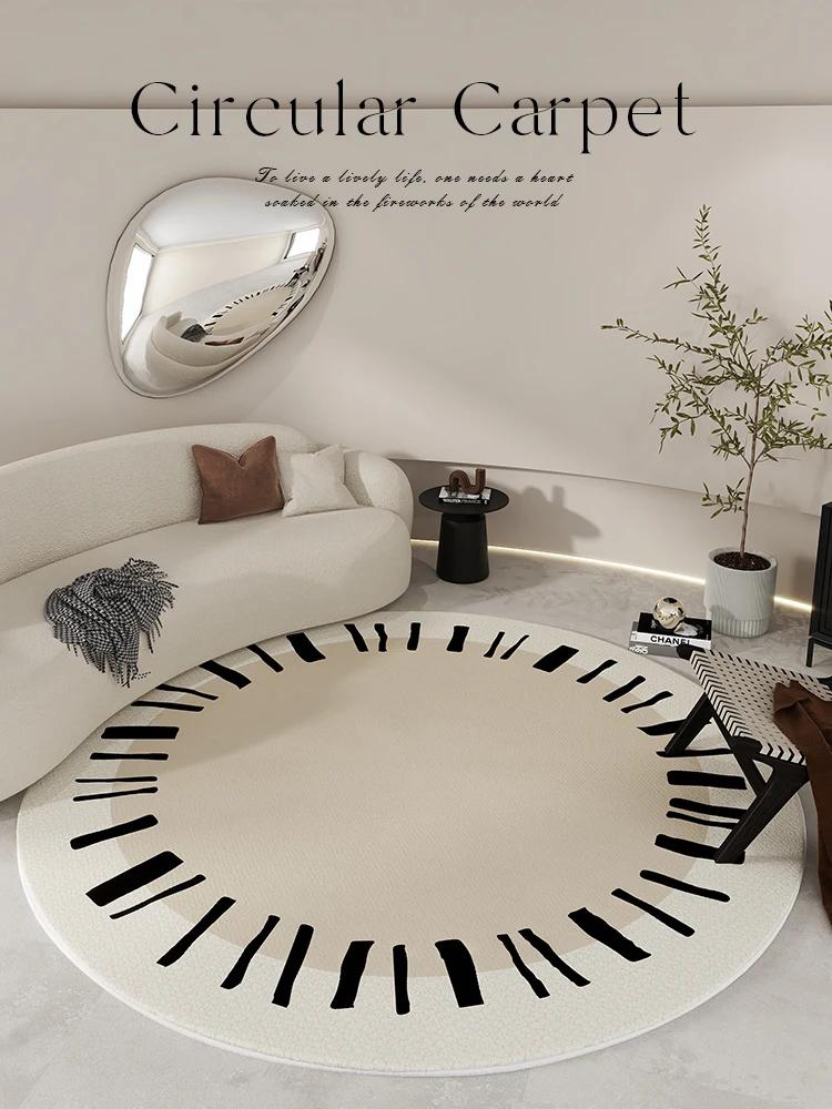 Light Luxury Round Shape Living Room Decoration Rug Cream Style Rugs for Bedroom Home Soft Under Desk Carpet Thick Non-slip Mat