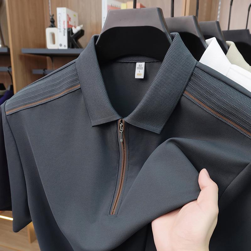 

Men s Seamless Half-Zip Short-Sleeve Polo Shirt - Business Casual 3XL - 185 (suggested 160-180)