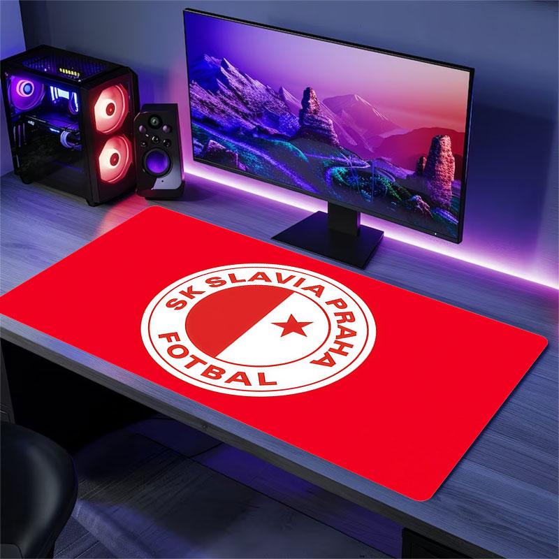 SK Slavia Praha Art Mouse Pad, Large Gaming Desk Mat, Non-slip XXL Mousepad for Laptop & Tablet, Mini PC Playmat with Stitched Edges