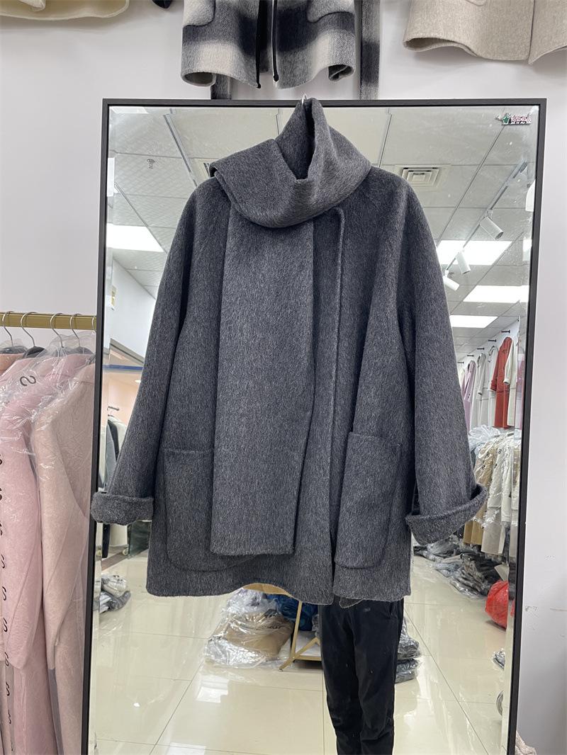 

Минималистичный шарф двустороннее шерстяное пальто силуэт высококлассное шерстяное пальто женская одежда длина-длина M темно-серого