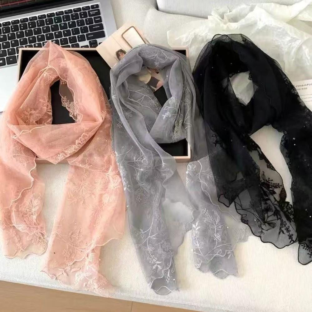 Long Women's Lace Scarf Korean Version Female Headscarf Versatile Sunscreen Shawl