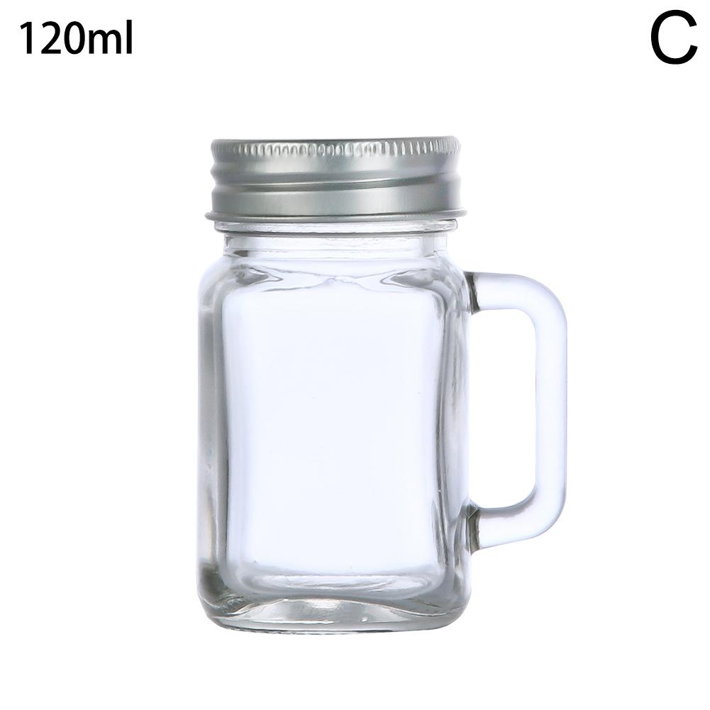 40ml/60ml/120ml Small Sealed Jar With Lid Portable Handle Cup Glass Bottle Leakproof Glass Water Bottle For Milk Coffee Glass