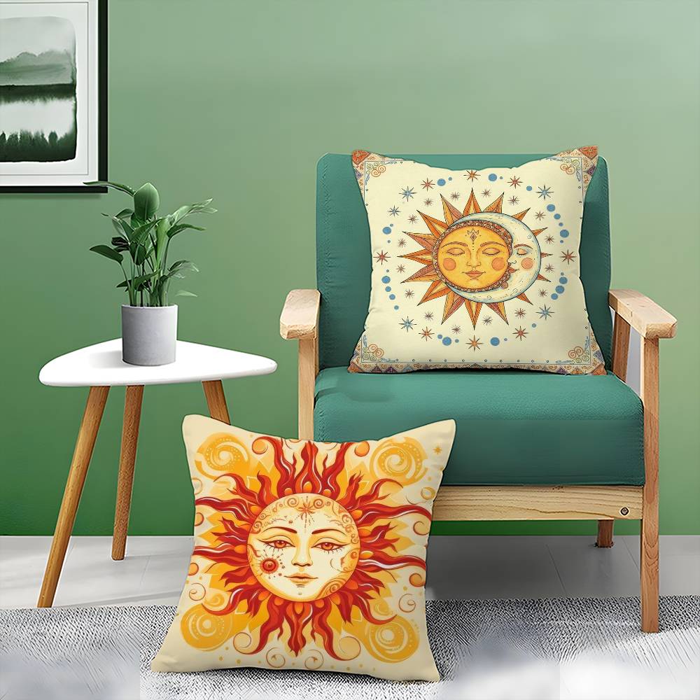 Portia Sun Moon Pattern Pillow Case Printed Brushed Fleece Pillow Baby Skin-Touch Eco-Friendly Dye-Sublimat