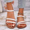 Flat-soled sandals women's summer new round head open-toe one-word buckle belt fashionable large-size women's shoes