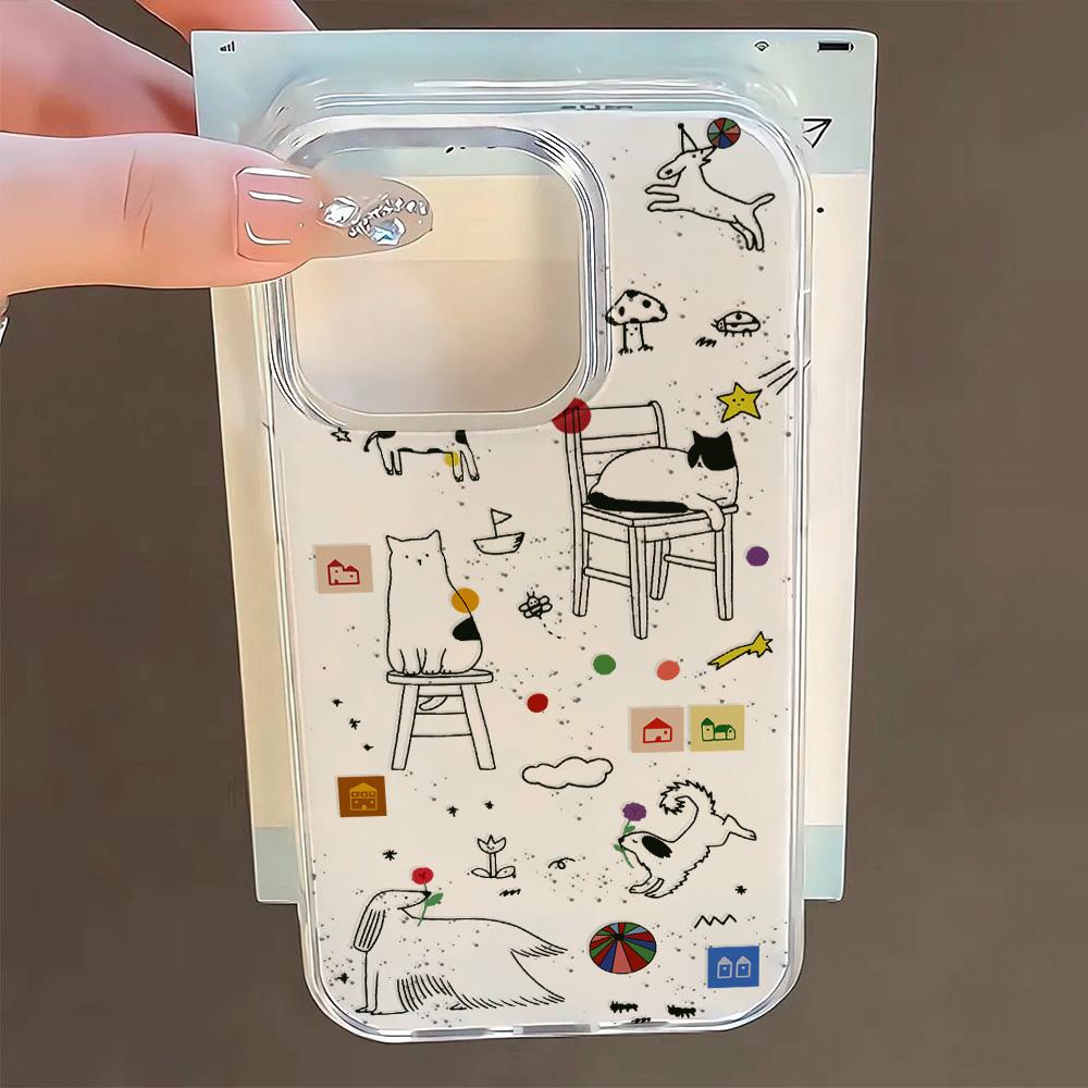 Painted Phone Case for iPhone 12 13 15 16 iPhone 16 12 13 14 15 Pro  14 15 16 Pro Max Coverage Shockproof Anti-Fingerprint Fresh Style Protective Case